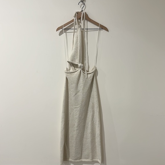 NEW • Cult Gaia • Women’s  Cameron Midi Dress in Off White Halter Neck Large - Picture 4 of 5